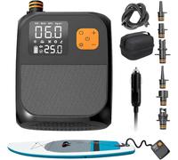 Electric SUP Pump, 25PSI Paddle Board Pump with Type-C 8000Ah Rechargeable Battery, 6 Nozzles Sup with LCD Display, Dual Stage Auto Off Quick Air Inflator for Inflator Boat, Paddle Board Tents