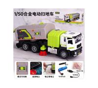 (Electric sweeper) Big gift box car cube alloy engineering car fire truck model sound and light can open the door children's toy car