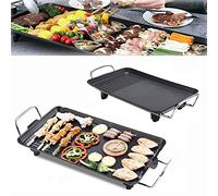 Electric Table Top Teppanyaki Grill Non-Stick,Camping Grill Hotplate,Flat Pan Griddle for Garden Camping BBQ,Tabletop Griddle with Adjustable Temperature,Easy Clean Fat Drip Tray 67 x 29 x 8.5 cm