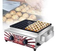 Electric Takoyaki Maker, Stainless Steel Non-Stick Plates with Temperature Control, 2KW Octopus Ball Grill for Baking and Cooking, Commercial Use