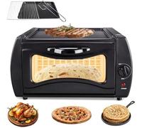 Electric Tandoor Oven Pizza Maker 2-in-1, 2100W Mini Oven with Adjustable Temperature for Home Baking, Naan, Grilling, Compact Design for Authentic Cooking