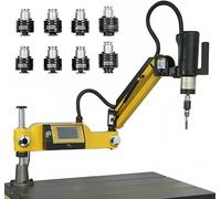Electric Tapping Machine M3-M16, 600W High Torque Tool with 360° Rotatable Arm and 8 Collets for Precision Drilling and Threading, Touchscreen Control