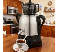 Electric Tea Maker Set, 3L Stainless Steel Kettle & 1L Ceramic Teapot, Keep Warm Function, Ideal for Turkish, Persian, and Russian Tea