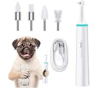 Electric Teeth Polisher for Dog, Dog Tartar Cleaner, Tooth Stain Removal Cat Mouth Cleaning Tool, Pet Electric Toothbrush with 4 Brush Head Dental Care Cleaning Tools Kit(Battery Type Green Set)