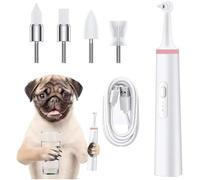 Electric Teeth Polisher for Dog, Dog Tartar Cleaner, Tooth Stain Removal Cat Mouth Cleaning Tool, Pet Electric Toothbrush with 4 Brush Head Dental Care Cleaning Tools Kit(Battery Type Pink Set)