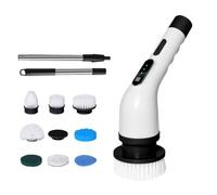 Electric Telescopic Cordless Spin Scrubber with Rotating Brush Head for Kitchen Tools and Home Floor Cleaning, Adjustable Handle for Easy Reach(B)