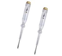 Electric Test Pen, 220V Voltage Tester Live Wire Identification Detector Mains Tester Screwdriver, Red Light Indicator (2 Pieces)