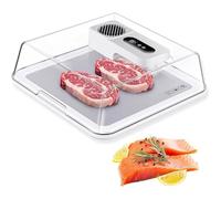 Electric Thawing Board with Visual Lid,Quick Defrosting Tray for Frozen Meat,Rechargeable Meat Defrosting Tray,Airflow Technology, for Frozen Steak, Chicken, Fish, Shrimp and Seafood(White)