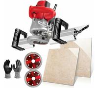 Electric Tile Chamfering Tool - Bevel Cutter with 2 Diamond Blades & Water Pump for Dust Clean Cutting of Ceramic/Porcelain Tiles