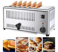 Electric Toaster Machine - 6 Slice Commercial Stainless Steel with Adjustable Speed for Various Bread Types