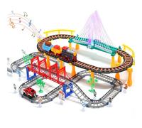 Electric Toddler Train Set Toy, Battery Powered Railway Train Track Toy Playset for Kids Ages 3 4 5, Boys and Girls
