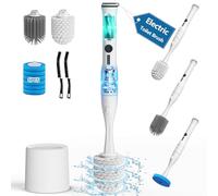 Electric Toilet Brush and Holder Set, Leebein 10 in 1 Electric Toilet Bowl Cleaning Kit with Replaceable Brushes, Nylon and Silicone Toilet Brush, 6 Refills Disposable Cleaner Brush, 2 Crevice Brushes