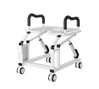 Electric Toilet Chair Riser with Anti-Slip Armrests and Universal Wheels, Ergonomic Lifting Design for Enhanced Bathroom Safety