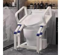 Electric Toilet Lift Seat Riser, Mobile Toilet Chair With Lid And Anti-slip Double Handrail, Independent Button Control And 60° Lifting Angle, Load Capacity 330Lbs, Stable Safe