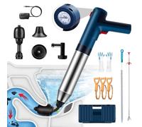 Electric Toilet Plunger, 14pcs Drain Clog Remover Set with Barometer, High-Pressure Air Plunger for Toilet, Bathroom & Floor Drains, Versatile Home Clog Remover Drain Snakes with Organizer Box