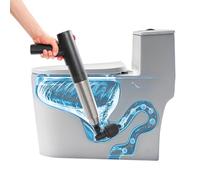 Electric Toilet Plunger, High Pressure Plunger Kit with 3 Heads & Rechargeable Battery, Practical Pressure Gauge Stainless Steel Drain Unclogging Plunger for Toilets Sinks and Floor Drains (Black)