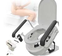 Electric Toilet Seat Raiser with 180° Split Seat, Double Armrests, Heating Function, Supports Up to 150kg for Disabled Patients