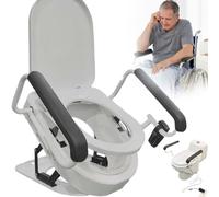 Electric Toilet Seat Raiser with Drying Function, 330 lb Capacity, Plug-in Lift Handle and Remote Control for Assisted Standing