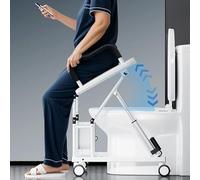 Electric Toilet Seat with Remote Control, Anti-Slip Armrests, Automatic Lift, 360° Wheels and Brakes, Mobile Design for Enhanced Mobility and Comfort