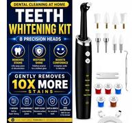 Electric Tooth Polisher, Plaque Remover for Teeth, Tooth Stain Tartar Remover, Teeth Cleaner, Dental Cleaning Kit for Tooth Whitening, 5 Modes, Rechargeable & LED Light (Black)