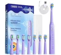 Electric Toothbrush 40000 VPM Rechargeable Sonic Toothbrush with 8 Brush Heads Travel Case, Smart Timer 5 Cleaning Modes Last 30 Days Electric Toothbrushes for Adults (Purple)