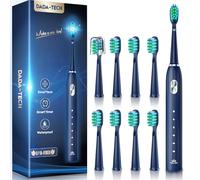 Electric Toothbrush Adults Kids, Sonic Toothbrush Rechargeable with 9 Reminder Heads, 5 Cleaning Modes, 2-Minute Timer, 40000 VPM Ultrasonic Toothbrush (Blue 12)