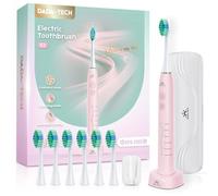 Electric Toothbrush Adults Kids, Sonic Toothbrush Rechargeable with Travel Case, Holder & 7 Reminder Heads, 6 Modes & 3 Intensities, 40000 VPM, 2-Minute Timer Ultrasonic Toothbrush (Pink)