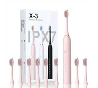 Electric Toothbrush for Adults and Kids- High Power Rechargeable Toothbrushes with 8 Soft Brush Heads,6 Adjustable Modes, Built-in 2-Minute Smart Timer,5 Hours Fast Charge for 30 Days (Pink, F)