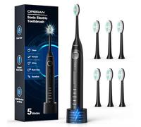 Electric Toothbrush for Adults and Kids Operan High Power Sonic Rechargeable Toothbrush with Smart Timer 5 Modes 6 Brush Heads 40,000 VPM Motor 6 Hours Fast Charge for 100 Days (Black)