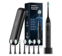 Electric Toothbrush for Adults and Kids Operan Sonic Rechargeable Toothbrush with 5 Modes 2-Min Smart Timer IPX7 Waterproof 40,000 VPM Motor with 8 Brush Heads & Travel Case Black