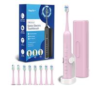 Electric Toothbrush for Adults and Kids, Sonic 47,000 VPM with 5 Modes and 3 Intensities, Travel Toothbrush with Case, 3 Hours Charge for 60 Days, Built-in Smart Timer Pink