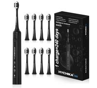 Electric Toothbrush for Adults - Rechargeable Sonic Toothbrush with 8 Toothbrush Heads,240 Days Battery Life,3 Cleaning Modes,IPX7,2 Minute Smart Timer,Gift for Family (Pure Black)