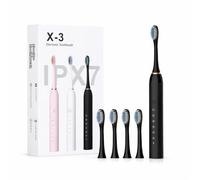 Electric Toothbrush for Sensitive Teeth & Gums, Rechargeable Sonic Toothbrush, 6 Cleaning Modes, IPX7 Waterproof, Smart 2-Minute Timer, Soft Bristles, 4 Replacement Brush Heads, Black