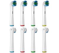 Electric Toothbrush Heads Compatible with Oral-B by KAV PLUS - Replacement Toothbrush Heads for Braun Oral-B Vitality, Pro, Smart & Genius - Precision Clean Toothbrush Heads (8 Pack, White)