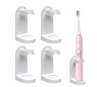 Electric Toothbrush Holder, 4PCS Universal Electric Toothbrush Holder Set Wall Mounted, Self-Adhesive, Space-Saving Toothpaste & Toothbrush Organizer for Bathroom (White)