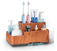 Electric Toothbrush Holder for Bathroom, Toothbrush Holder Anti-slip, 6 Compartments Toothbrush Caddy With Drainage For Family Brown Marble Pattern