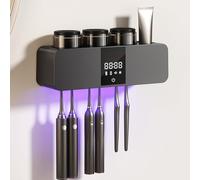 Electric Toothbrush Holder, UV Toothbrush Sanitizer Holder with Light Toothpaste Dispenser and 3 Cups, Wall Mount Toothbrush Holder Organizer for Home Bathroom Accessories