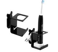 Electric Toothbrush Holder, Wall Mounted Cord Organizer Holds 1 Chargers, Self Adhesive Stand for Bathroom, Medicine Cabinet, Dorm (Black 2Pack)