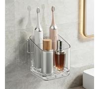 Electric Toothbrush Holder Wall Mounted & Counter Top, 3-Slot Bathroom Organizer with Self-Adhesive & Drainage Holes - Waterproof Adhesive, No Drilling Needed for Bathroom Vanity