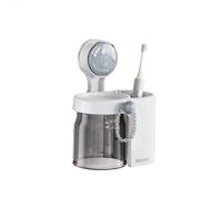 Electric Toothbrush Holder Wall Mounted, Detachable with Drainage & Magnetic Rinse Cup, Minimalist Bathroom Organizer with Optional desktop styles (Simple white, Desktop version)