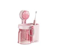 Electric Toothbrush Holder Wall Mounted, Detachable with Drainage & Magnetic Rinse Cup, Minimalist Bathroom Organizer with Optional desktop styles (Cherry blossom pink, Desktop version)