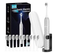 Electric Toothbrush Set, Equipped with 10 Brush Heads and Travel case, IPX8 Waterproof, 2-Minute Timer, 42000 high-Frequency Vibrations, 5 Modes, The First Choice for Gift Giving