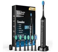 Electric Toothbrush, Sonic Toothbrush, Electric Toothbrushes Adults with 3 Intensities and 5 Modes, 40000 VPM & IPX7, Quiet Kids Electric Toothbrush with 90-Day Battery Life and Timer, Knight Black