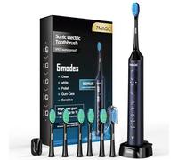 Electric Toothbrush, Sonic Toothbrush with 3 Intensities & 5 Modes, Low-Noise Electric Toothbrushes Adults with Timer, 40000VPM & IPX7, Ultrasonic Toothbrush with 90-Day Battery Life, Blue