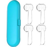 Electric Toothbrush Travel Case for Oral-B Toothbrushes - 4 Pcs Toothbrush Head Covers Compatible with Oral B Electric Toothbrush Heads (Blue)