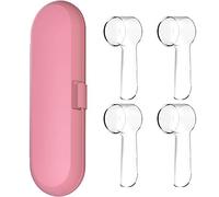 Electric Toothbrush Travel Case for Oral-B Toothbrushes - 4 Pcs Toothbrush Head Covers Compatible with Oral B Electric Toothbrush Heads (Pink)