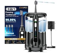 Electric Toothbrush Water Flosser Combo, 3 * 5 Modes Black | Advanced 2.0 Sonic Electric Tooth,500ML Tank,For Daily Gum Care and Cleaning Teeth, Braces, Implants,Bridges