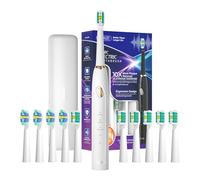 Electric Toothbrush with Travel Case,with 3 Modes,2-Minute Timer and 30s Reminder, with 10 Toothbrush Heads and Holder,IPX7,Black/White/Pink (White)