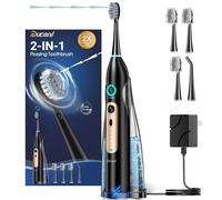 Electric Toothbrush with Water Flosser Combo, Sonic Electric Toothbrush for Adults, Cordless & Portable flossing Toothbrush for Travel, 3 Brush Modes & 5 Floss Speed for Teeth Cleaning and Gum Health