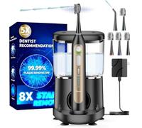 Electric Toothbrush with Water Flosser, Upgraded Flossing Toothbrush Combo for Adults, 5 Speeds & 3 Modes, 30 Days/Charge for Teeth Cleaning and Plaque Removal, Sensitive Teeth & Dental Implants-500ML